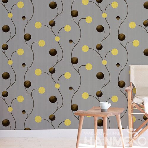 HANMERO Yellow Czoy Color PVC 0.53 * 10M Wallcovering Chinese Wallpaper for Living Room Walls Supplier European Style Factory Sell Directly