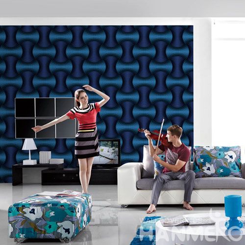 HANMERO Dark Blue Home Interior 3D PVC 0.53M Wallpaper for TV Sofa Background from Professional Wallcovering Manufacturer