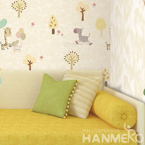 HANMERO Removable Modern Non-woven 0.53 * 10M Wallpaper Cartoon Giraffe Zebra Design Cozy Home Decoration China Supplier