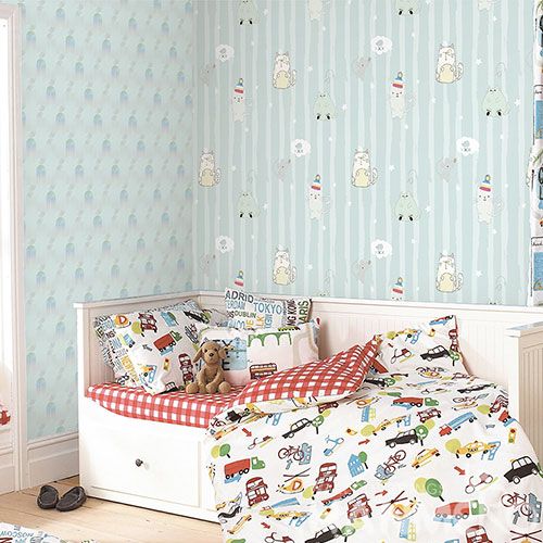 HANMERO Decorative Household Wall Wallcovering Manufacturer Cartoon Cats Design Wallpaper Wholesale Trader from China