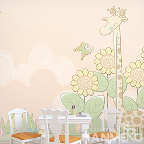 HANMERO Eco-friendly Nature Sense Cartoon Giraffe Design Modern Living Room Wallpaper for Elegant Home Decoration