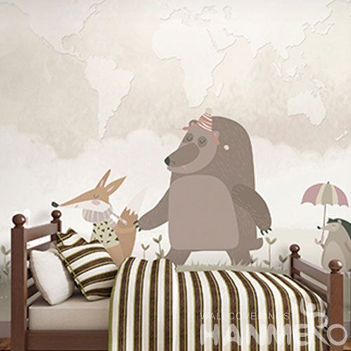 HANMERO Removable Chinese Supplier Non-woven Wallpaper Cartoon Animal Textured for Home Decoration  Chinese Factory