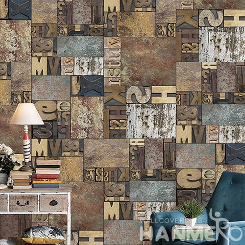 HANMERO New Style Decorative English Words Brown Color Wallpaper for Interior Wall Designer from Chinese Wholesaler