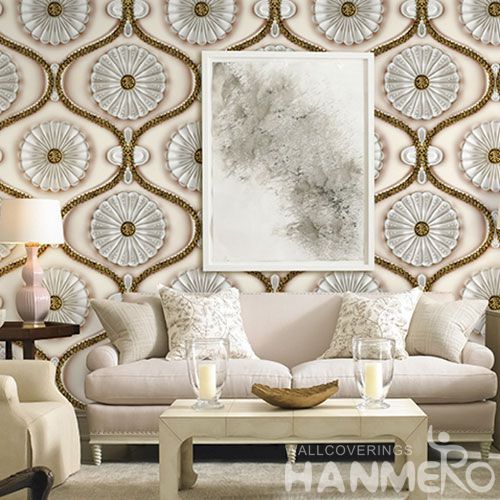 HANMERO Modern Classic Style Photo Quality Wallpaper 3D PVC 1.06M Floral Pattern Wallcovering Manufacturer Top Grade