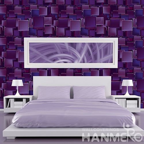HANMERO Purple Color Germetric Design Best Prices 3D PVC Wallpaper for Interior Wall Design Wallcovering Vendor from Hubei China