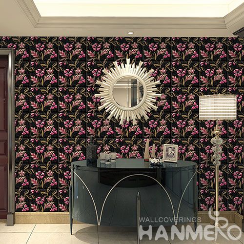 HANMERO China Manufacture Wall Decoration Wallpaper 3D Beautiful Flowers PVC Wallcovering for Livingroom Bedroom Decor on Sale