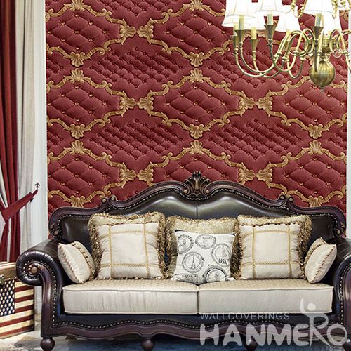 HANMERO Chinese Beautiful Luxury Modern Style Wallpaper PVC 3D Leather Effect Wallcvoering Factory Supplier With SGS CE Certificate
