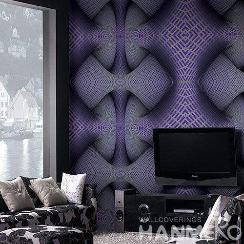 HANMERO Modern Fashion Design Wallcovering Manufacture 3D Effect 1.06M PVC Purple Color Wallpaper Study Room Decoration Hot