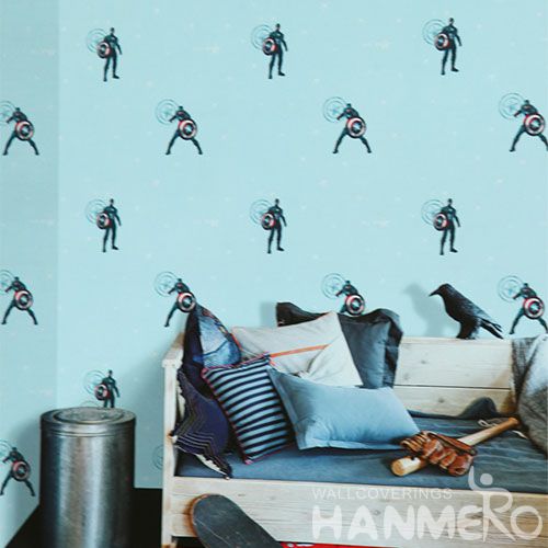 HANMERO Best-selling Affordable 0.53 * 10M PVC Boys Designer Wallpaper Blue Color for Wall Decor Chinese Vendor