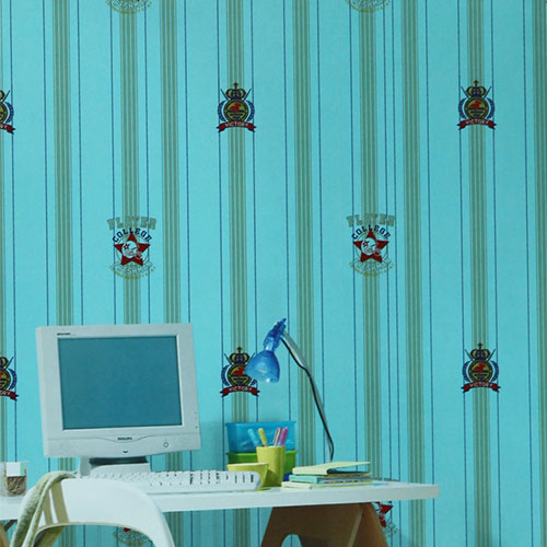 HANMERO Economical Natural Material Blue Wallpaper for Kids Room 0.53 * 10M PVC Wallcovering Home Designer On Sale