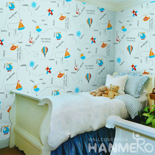 HANMERO Modern 3D Cartoon Design 0.53 * 10M PVC Wallpaper Kids Room Wall Decor Wallcovering Professional Supplier