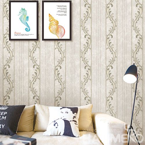 HANMERO Factory Sell Directlly Modern Fancy Beige Color Stripes Wallpaper 0.53 * 10M PVC Wallcovering Distributor Home Decor Supplier