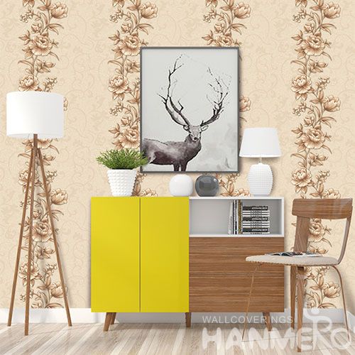 HANMERO Chinese Beatiful Yellow Flowers High Quality Household Decor PVC Wallpaper Bedroom Decorative 0.53 * 10M Wallcovering