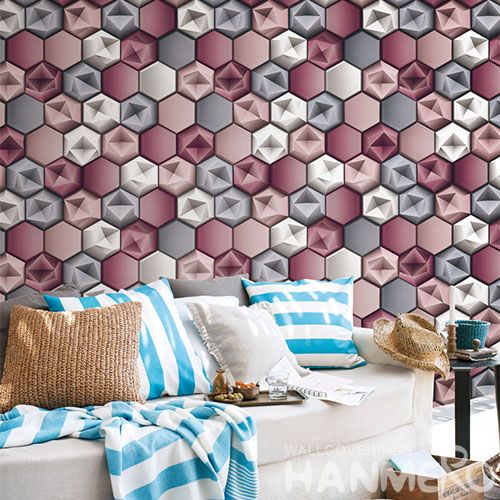 HANMERO Chinese 0.53 * 10M New Arrival Strippable 3D Geometric Design Wallpaper Classic Style for Elegant Home Room Wall Decoration