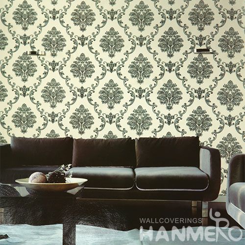 HANMERO Durable Classic Damask Pattern PVC Wallpaper 0.53 * 10M Discount Wallcovering Supplier Photo Quality for Home Room Wall
