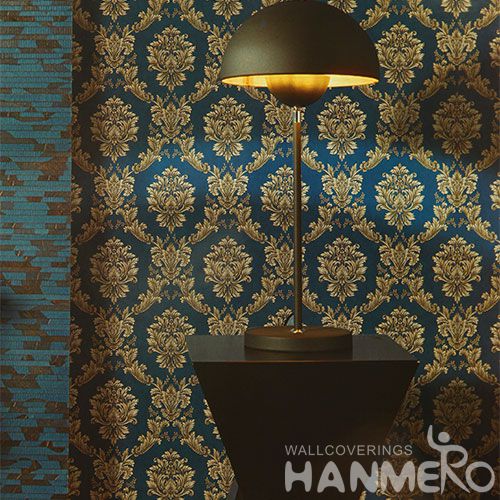 HANMERO Vinyl Washable PVC 0.53 * 10M Modern Classic Damask Wallcovering Hotels Restaurants Chinese Wallpaper Supplier
