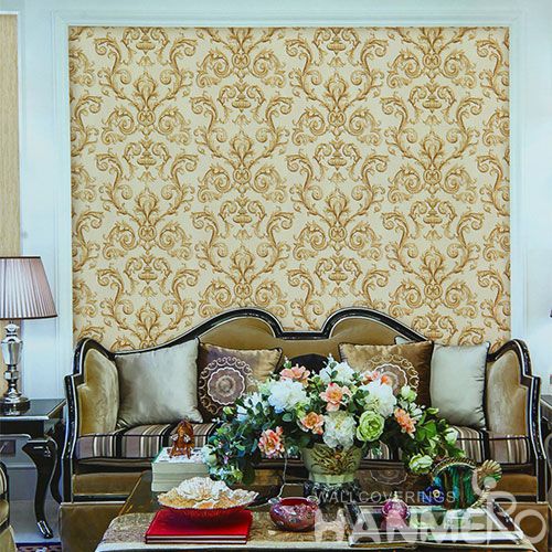 HANMERO Exported Household Yellow Color Wallpaper for Walls Buy Online PVC 1.06M Stylish Wallcovering Distributor Hot Selling