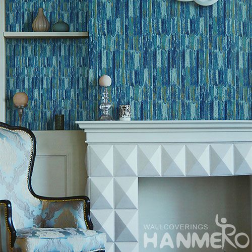 HANMERO Office Study Room Decorative Blue Color Wallcovering Chinese Factory PVC 1.06M Wallpaper House High Quality