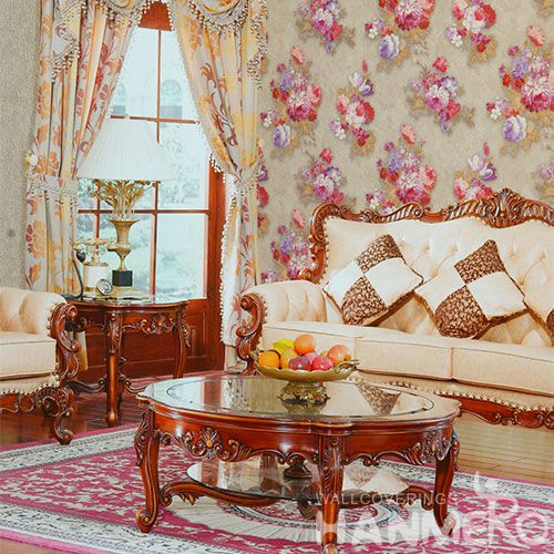 HANMERO Interior TV Background Wallcovering PVC 1.06M Decorative Wallpaper Beautiful Flowers Design from Chinese Factory
