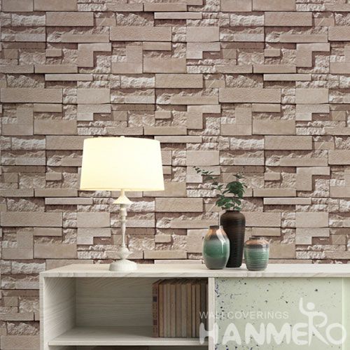 HANMERO Chinese Wallcovering Supplier Modern Stone Design PVC 0.53 * 10M 3D Bedroom Wallpaper Natural Material Wall Decor