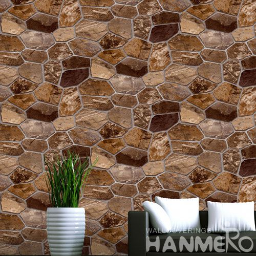 HANMERO Removable Eco-friendly Modern Stone Design Wallpaper 0.53 * 10M PVC Wallcovering for Interior Home Decoration