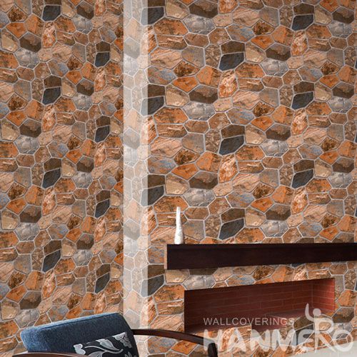 HANMERO Modern Stone Pattern 0.53 * 10M PVC 3D Wallpaper Cheap Prices Room Decorative Wallcovering Chinese Supplier