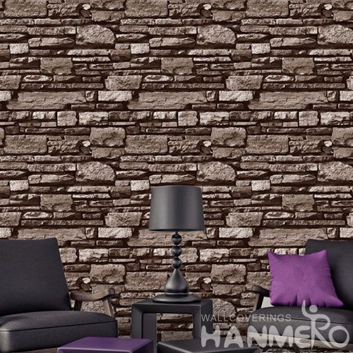 HANMERO PVC 0.53 * 10M Unique Modern 3D Stone Wallpaper for Sofa Background China Wholesale Exporter CE Certificate