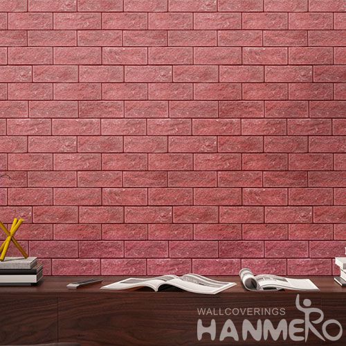 HANMERO New Arrival 0.53 * 10M PVC Red Brick Wallpaper for Home Interior Decor Factory Sell Directly Chinese Wholesaler