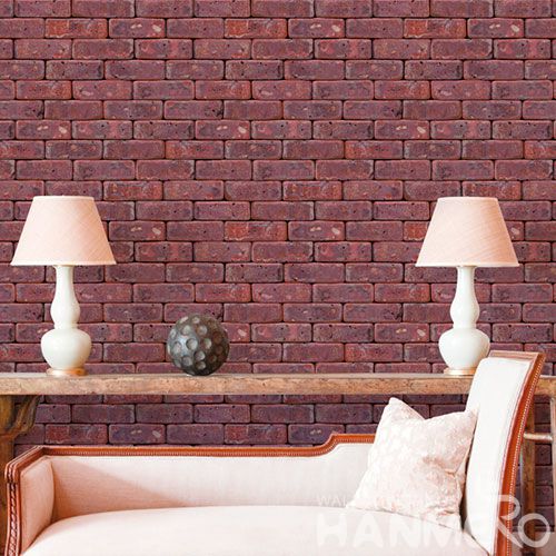 HANMERO Modern Classic 3D Stone Wallcoverins  PVC 0.53 * 10M Red Color Wallpaper Wholesaler with Competitive Prices