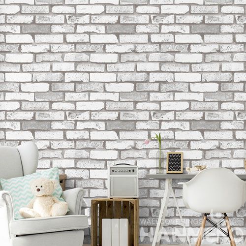 HANMERO Best-selling Affordable 0.53 * 10M 3D Brick Retro Design Wallpaper Grey Color for TV Bachground Wall Decor