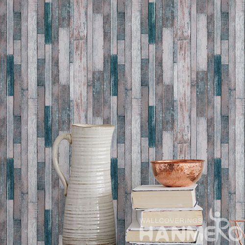 HANMERO Modern 3D Wood Design PVC Wallpaper Household Room Wallcovering for Wholesale Prices Chinese Factory