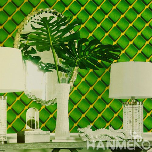 HANMERO Eco-friendly PVC Cheap Green Wallpaper 0.53 * 10M Fashion Beautiful Living Room Decorating Wallcovering Latest