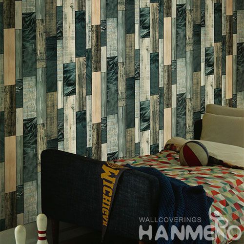 HANMERO Vinyl Sofa TV Background Decor Wallpaper 3D Wood Pattern 0.53 * 10M PVC Modern Grey Wallcovering China