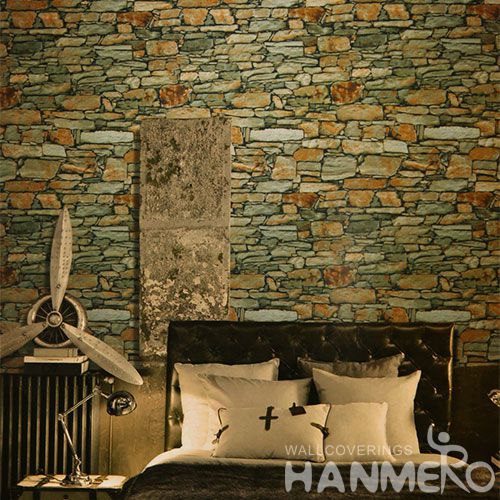 HANMERO Modern Style PVC 0.53 * 10M / Roll 3D Stone Textured Wallpaper Online Chinese Wallcovering Manufacturer