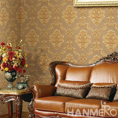 HANMERO Modern Embossed Flowers Design PVC Wallpaper 0.53 * 10m / Roll Room Chinese Wallcovering Wholesaler China