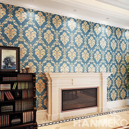 HANMERO Classic Damask Living Room PVC Wallpaper 0.53 * 10M / Roll Wallcovering Exported for Wall Decoration