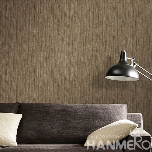 HANMERO Brown Color Simple Pattern 0.53 * 10M / Roll Natural PVC Wallpaper for Interior Home Decoration Wallcovering Agents
