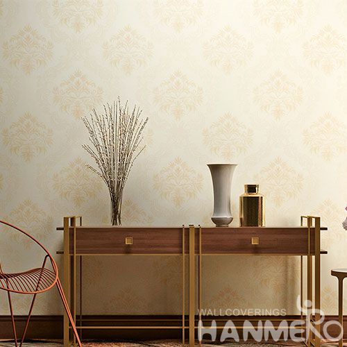 HANMERO Chinese Wallcovering Supplier Modern Beige Color 0.53 * 10M PVC Wallpaper for Living Room Wall Decor