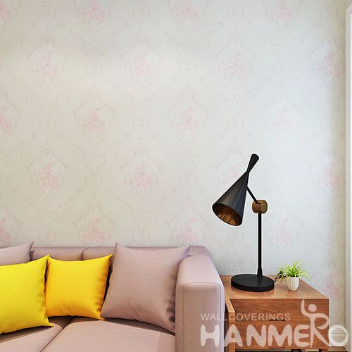HANMERO Modern Style 0.53 * 10M / Roll Pink Flowers PVC Wallpaper Household Room Chinese Wallcovering  Wholesale Prices