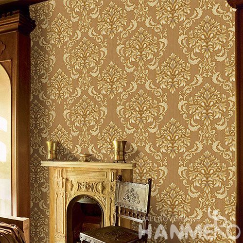 HANMERO Latest Removable Chinese Supplier 0.53 * 10M PVC Wallpaper Brown Color for Home Decoration Floral Designs
