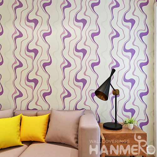 HANMERO Modern Chinese Factory Wallcovering 0.53 * 10M / Roll PVC Purple Color Wallpaper Wall Decorative Household Office