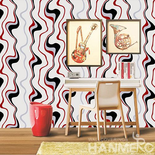 HANMERO Modern Style Nature Material PVC Red Color Wallcovering 0.53 * 10M / Roll Hallways Lobby Decor Wallpaper