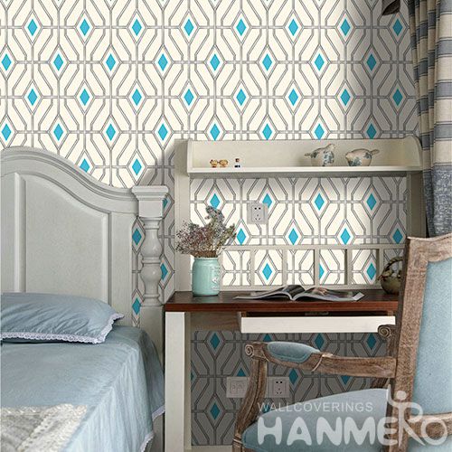 HANMERO Chinese Exporter Germetric Pattern PVC Wallcovering 0.53 * 10M / Roll Lounge Room Decorative Wallpaper Wholesale