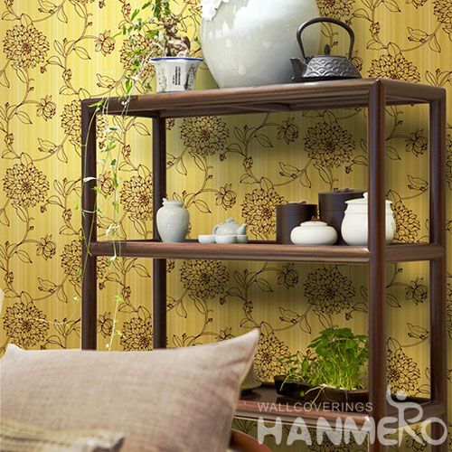 HANMERO Latest Non-woven Yellow Flowers Pattern 0.53 * 10M Wallpaper Modern European Style from Chinese Wallcovering Manufacturer
