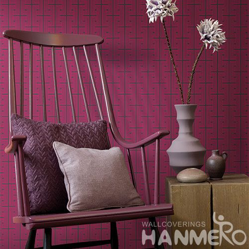 HANMERO Red Color Geometric Design Non-woven Wallpaper 0.53 * 10M Nightclub Saloon Wall Decor Chinese New Style
