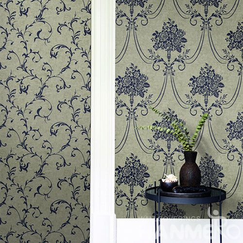 HANMERO Non-woven Strippable Classic Style Fancy Floral Wallpaper 0.53 * 10M Professional Chinese Wallcovering Exporter Best Prices