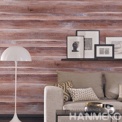 HANMERO China Modern Red Wood Design 0.53 * 10M Non-woven Wallpaper Room Wall Decor Wallcovering Wholesale Prices