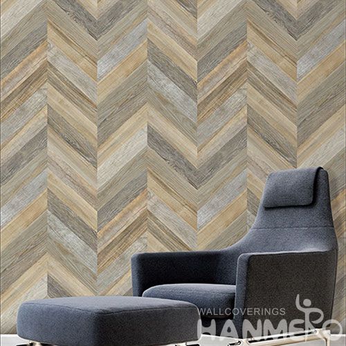HANMERO Interior Room Decor Wallcovering Chinese 0.53 * 10M Non-woven 3D Wood Pattern Wallpaper High Quality