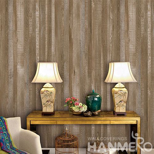 HANMERO Decorative Household Wall Wallcovering Manufacturer 0.53 * 10M Non-woven Wood Wallpaper Wholesale Trader from China