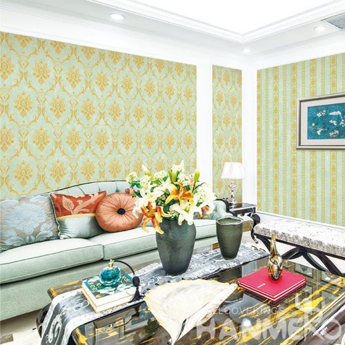 HANMERO Chinese 0.53 * 10M New Arrival Strippable Gloden Damask Design Wallpaper Classic Style for Elegant Home Room Wall Decoration